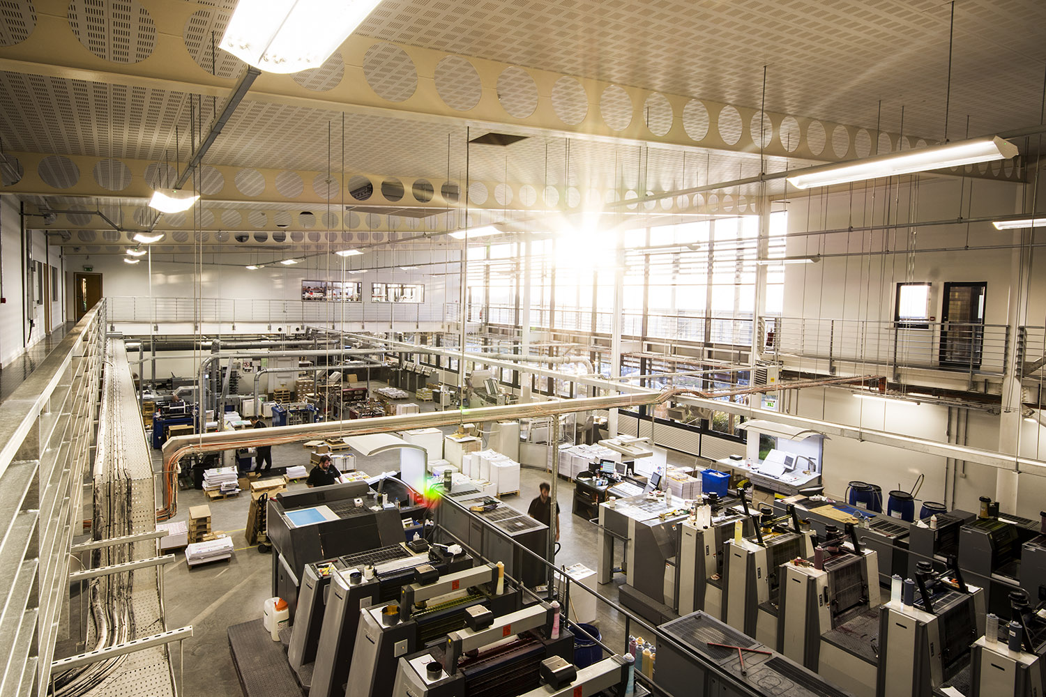 Sun shining into the main production area at St Austell Printing Company