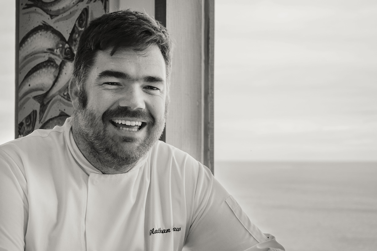 portrait of chef Nathan Outlaw at his restaurant at Port Isaac 