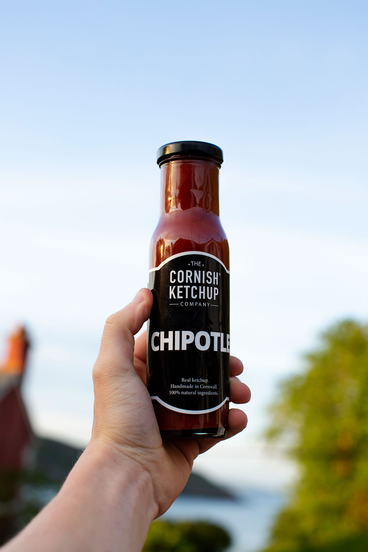 hand holding a bottle of original ketchup