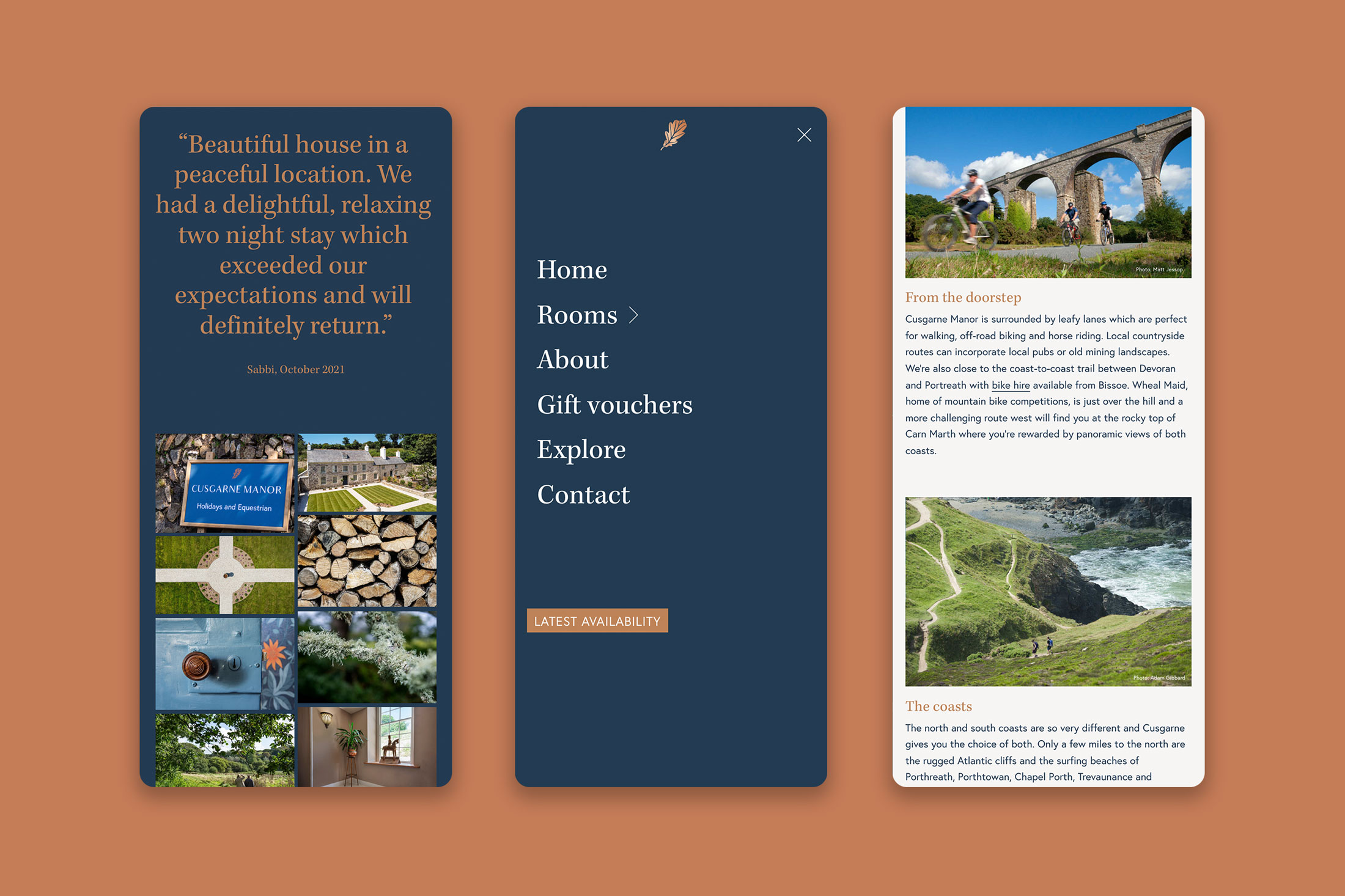 mockup showing various pages of the mobile website design